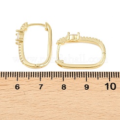 Rectangle Brass Micro Pave Clear Cubic Zirconia Hoop Earrings&nbsp;EJEW-D348-07G