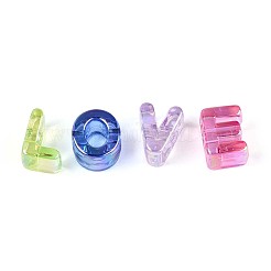 UVメッキ透明アクリルビーズ  虹色の  文字L  ミックスカラー  20x8.5~20.5x13mm  穴：6mm&nbsp;TACR-T030-01M