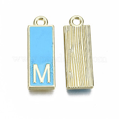 合金エナメルチャーム  カドミウムフリー＆鉛フリー  頭文字の長方形  ライトゴールド  文字.m  23.5x8x2mm  穴：1.8mm&nbsp;ENAM-T012-01M-RS