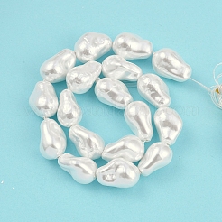 電気メッキガラス模造真珠ビーズ連売り  ナゲット  ホワイト  22.5x15.5x15mm  穴：0.8mm  約19個/連  15.87''（40.3センチメートル）&nbsp;BSHE-M035-01A-05-1