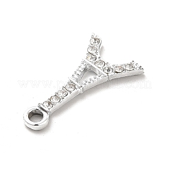 合金ラインストーンペンダント  プラチナトーンのエッフェル塔チャーム  クリスタル  21x11.5x2mm  穴：2.2mm&nbsp;ALRI-C007-58P