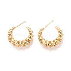 Swirl C-Shaped Brass Stud Earrings&nbsp;EJEW-T047-91G