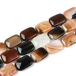 天然石瑪瑙ビーズ連売り  染め  長方形  ダークカーキ  17~19x13~14x5~6.5mm  穴：1mm  約22個/連  15.55~15.75インチ（39.5~40cm）&nbsp;G-N356-03A-05