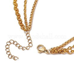 Brass & Stainless Steel Micro Pave Clear Cubic Zirconia Pendant Necklaces&nbsp;NJEW-JN04874