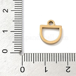 304ステンレススチールチャーム  半円  イオンプレーティング（ip）  18KGP本金メッキ  11x10x1.5mm  穴：2mm&nbsp;LS-STAS-P433-13A-G
