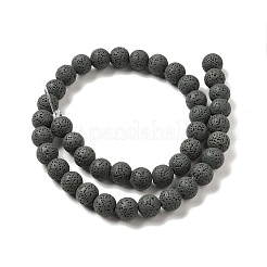 天然溶岩岩ビーズ連売り  染め  ラウンド  ダークスレートグレー  8mm  穴：約2mm  約52個/連  15.5インチ&nbsp;G-L435-03-8mm-22