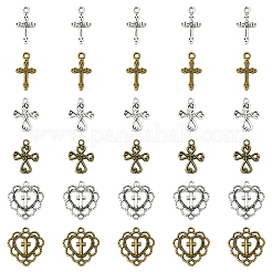 60Pcs 6 Styles Tibetan Style Alloy Pendants&nbsp;TIBEP-FS0001-24
