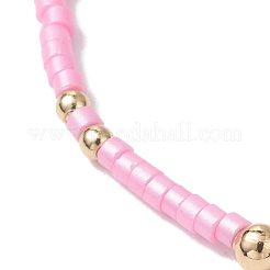 女性用ガラスシードビーズストレッチブレスレットセット2個  ピンク  内径：2.13インチ（5.4cm）&nbsp;BJEW-MZ00296-01