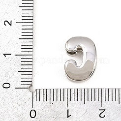 真鍮ビーズ  長持ちメッキ  ラックめっき  鉛フリー＆カドミウムフリー  プラチナ  文字C  13x9x4.5mm  穴：11x3mm&nbsp;KK-B167-27P-C