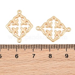 真鍮製コネクタチャーム  ひし形チャーム  18KGP本金メッキ  22x17x1.5mm  穴：1.4mm&nbsp;KK-CBA7BFE-04G