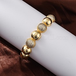 Rack Plating Brass Micro Pave Cubic Zirconia Cuff Bangles for Women&nbsp;BJEW-C086-04G