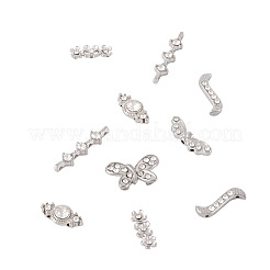 合金クリスタルラインストーンスペーサーバー  混合図形  プラチナ  6.5~27x6~22x4~5.6mm  穴：0.8~1.5mm  50個/箱&nbsp;ALRI-KS0001-01P