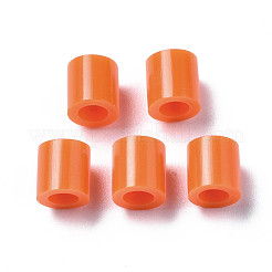 PEアイロンビーズ  DIYのメルティビーズ  チューブ  オレンジ  5x5mm  穴：3mm&nbsp;X-DIY-R013-77