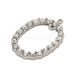 304ステンレススチールクリスタルラインストーンコネクタチャーム  オーバルリンク  ステンレス鋼色  24x16x2mm  穴：1.2mmと1.4mm&nbsp;STAS-L080-019P
