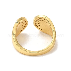 Rack Plating Brass Micro Pave Clear Cubic Zirconia Cuff Rings for Women&nbsp;RJEW-G325-13F-GP