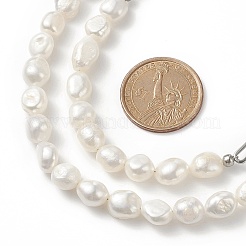 Natural Baroque Pearl Beaded Necklace & Bracelet with 304 Stainless Steel Paperclip Chains&nbsp;SJEW-JS01262