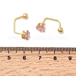 304ステンレススチールハートスタッドピアス  キュービックジルコニア付き  ゴールドカラー  ミックスカラー  17.5x10.5x6.5mm&nbsp;EJEW-F396-04C-G