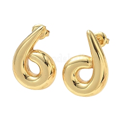女性用304ステンレススチールスタッドピアス  不規則な  イオンプレーティング（ip）  ゴールドカラー  25x17.5mm&nbsp;EJEW-K333-23G