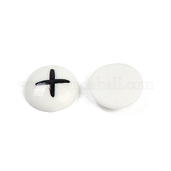 White and Black Flat Round Cartoon Resin Cabochons&nbsp;CRES-Q009-01I