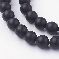 Natural Black Agate Bead Strands&nbsp;G-G735-60F-8mm-A