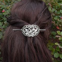 金属製ヘアスティック  女性の女の子のためのヘアアクセサリー  花  プラチナ  105mm&nbsp;PW-WG23A90-01