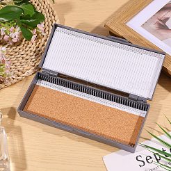 ABS樹脂製顕微鏡スライド収納ボックス  コルクマット付き  長方形  スレートグレイ  19.7x8.8x3.2cm  内径：19.3x7.7のCM&nbsp;AJEW-WH0766-55A