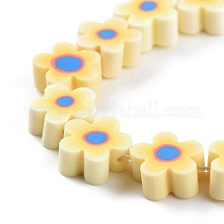 Handmade Flower Printed Polymer Clay Beads Strands&nbsp;X-CLAY-M003-07C