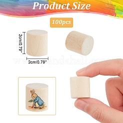 未完成のブナ材の丸柱  コラムウッドビーズ  穴がない  子供の絵画工芸品  モカシン  20x20mm&nbsp;DIY-WH0349-08