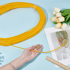 プラスチック製籐編み細工品  立体織り素材  DIYのための  家具編み物  きいろ  4mm  50 M / 500 G&nbsp;DIY-WH0816-132C