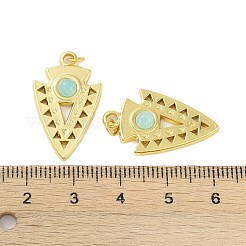 天然＆合成混合原石のペンダント  304ステンレススチール製アローヘッドチャーム、丸カン付き  18KGP本金メッキ  25x15x4mm  穴：2.5mm&nbsp;STAS-P366-05G