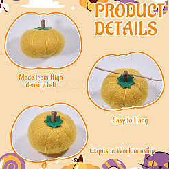 フェルトペンダント  カボチャ  ゴールド  37~46x43~45mm  穴：1.5mm&nbsp;FIND-WH0126-970C