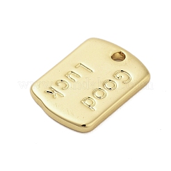 真鍮製チャーム  再調整する  単語幸運と  18KGP本金メッキ  11x7.5x1mm  穴：1mm&nbsp;KK-C078-01B-G