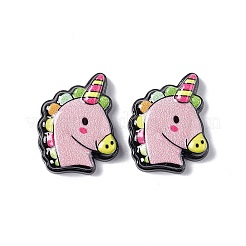 オペーク樹脂カボション  ユニコーン  ピンク  22.5x17.5x5mm&nbsp;LS-RESI-C027-05A