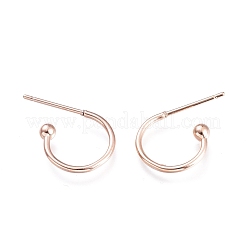 304ステンレススチールピアスフック  ローズゴールド  12.5x18.5x2.5mm  ピン：0.8mm&nbsp;X-STAS-K211-01RG