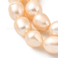 天然養殖淡水パールビーズ連売り  ライス  グレード5 A  桃パフ  9~10mm  穴：0.6mm  約35~36個/連  15.55''~15.75''（39.5~40センチメートル）&nbsp;PEAR-I007-01F-07B