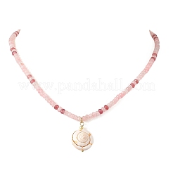 Summer Beach Natural Shiva Eye Shell Pendant Necklaces&nbsp;NJEW-JN06585