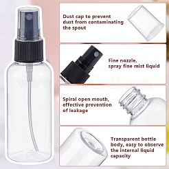 ペットの空のスプレーボトル  キャップ付き  ブラック  3.5x11.8cm  容量：60ml（2.03fl.oz）&nbsp;AJEW-WH0596-447