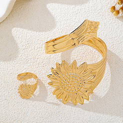 Iron Sunflower Cuff Bangle & Ring Sets for Women&nbsp;WG2469A-01