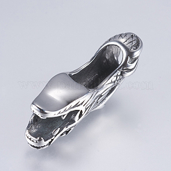 304ステンレススチールスライドチャーム  ドラゴン  アンティークシルバー  38x11x14mm  穴：6~7x7mm&nbsp;STAS-I072-018AS