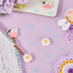 4Pcs 2 Styles Sheep & Cow Silicone Beads Knitting Needle Protectors/Knitting Needle Stoppers&nbsp;DIY-SC0023-94
