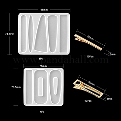 2Pcs 2 Style Geometric Shapes Silicone Hair Clip Molds&nbsp;DIY-LS0003-98