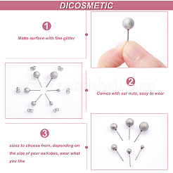 48Pcs 6 Size 304 Stainless Steel Ball Stud Earrings&nbsp;STAS-DC0007-41