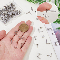 60Pcs 201 Stainless Steel Stud Earring Findings with Hole&nbsp;FIND-DC0006-59