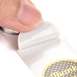 1インチの粘着ステッカー  ロールステッカー  花と言葉でフラットラウンドありがとう  パーティーデコラティブプレゼント用  ブラック  2.5cm  500PCS /ロール&nbsp;X-DIY-P037-J01