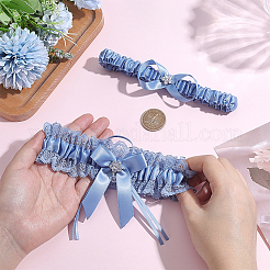 2Pcs Polyester Bride Bowknot Garter Leg Ring for Women&nbsp;AJEW-HY0003-37