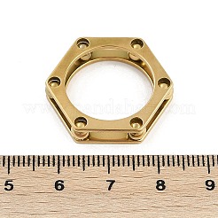 イオンプレーティング（IP）304ステンレススチール製女性用指輪  六角  ゴールドカラー  usサイズ7（17.3mm）&nbsp;RJEW-A052-03A-G02