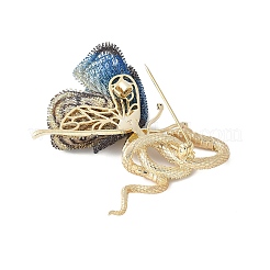 Snake & Butterfly Brass Micro Pave Cubic Zirconia Brooches&nbsp;JEWB-V003-04G