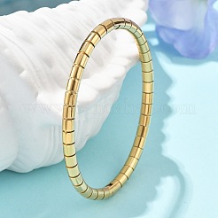 テクスチャ 304 ステンレススチール バングル 女性用  イオンプレーティング（ip）  18KGP本金メッキ  内径：1-7/8x2-3/8インチ（4.9x6.05cm）&nbsp;BJEW-Z092-14G