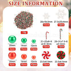 クリスマステーマの花瓶詰めDIY  キャンディケイン & スノーフレークポリマークレイ & 樹脂カボションを含む  ラウンドプラスチックビーズ  ネイルアートパウダー  ミックスカラー&nbsp;DIY-BC0009-61