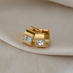304 Stainless Steel Cubic Zirconia Hoop Earrings&nbsp;CN2977